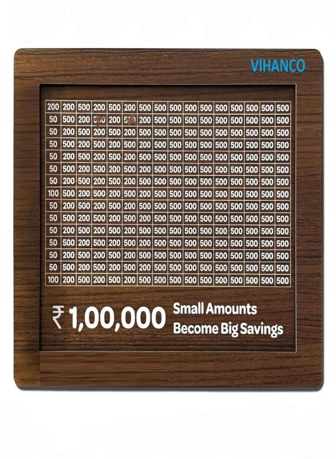 VIHANCO Wooden Money/Piggy Bank for Kids & Adults, Savings Challenge Box, Money Saving Box for Adult 100000, Cash Collection Gullak Mini Bank, Birthday Gift for Kids, Women/Men/Friends - Image 1